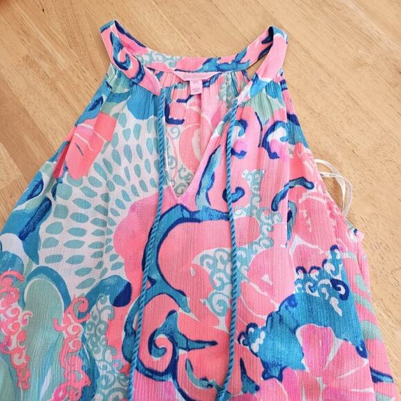 Lilly Pulitzer Roxi Swing Dress Coral Reef I'm So Jelly Tasseled Hem Sz XXS - Picture 4 of 9